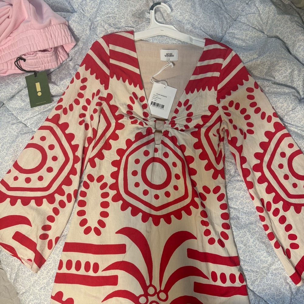 Red and Cream Mini Dress